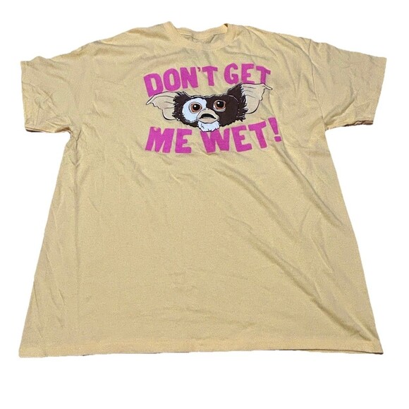 Gremlins Gizmo “Don’t Get Me Wet” Graphic Tee Yellow XL Funny 80s Movie T-Shirt - Picture 1 of 3